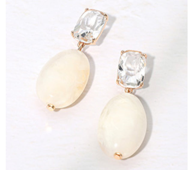 Marbled Oval Pebble Drop Earrings