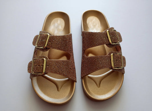 Gold Rhinestone Buckle slide _8