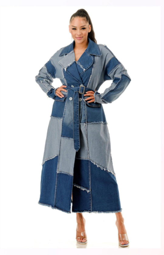 Beckmann Patchwork Denim Trench Jacket