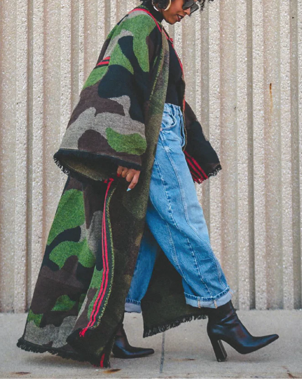 CAMO CHIC WOOL CARDIGAN DUSTER NO HOODIE