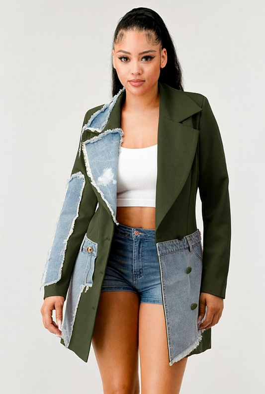 Simmi Denim & Olive Green Blazer