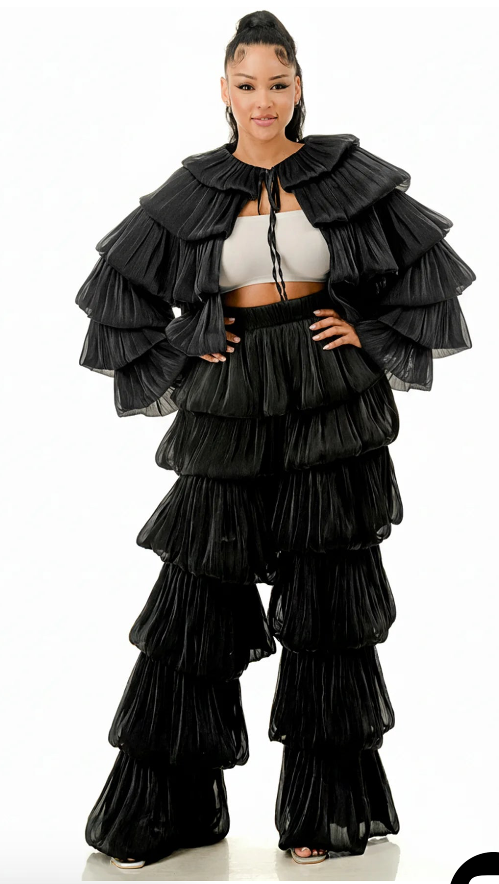 TamTam Tiered Ruffle Cropped Jacket