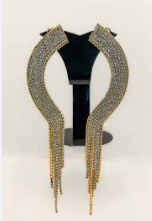 Gold Cuff Rhinestone Earrings