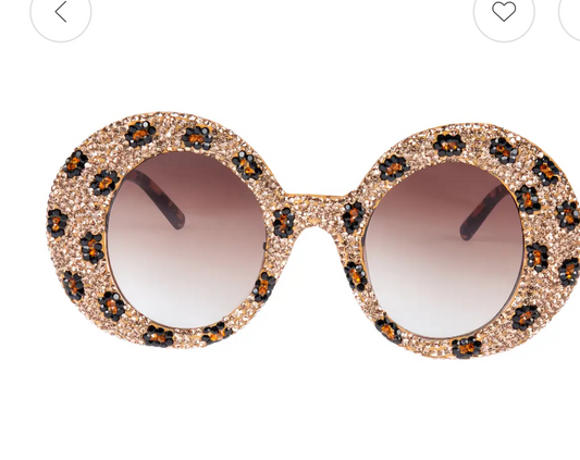 Leopard Circle Rhinestone Sunglasses