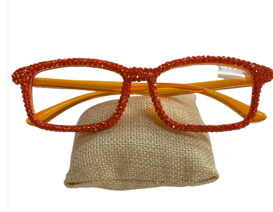 RHINESTONE ORANGE READING GLASSES 2.0