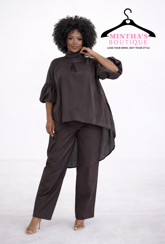 Mocha Brown or Black Beauty 2pc Pant Set
