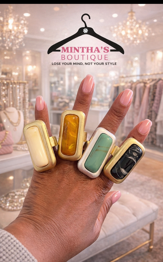 Moss Rectangle Stretch Ring