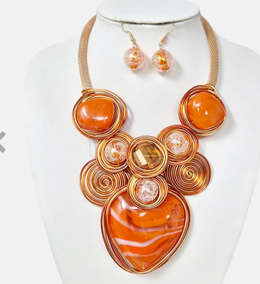 Bold Wire Spiral Artistic Statement Necklace