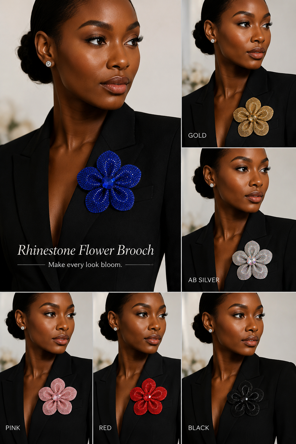 Rhinestone Beauty Flower Brooch