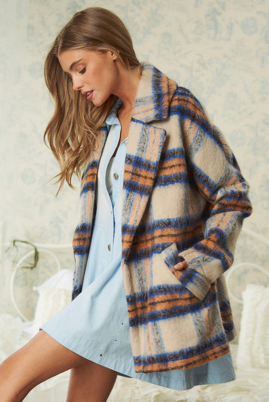 Blue Moon Plaid Jacket _ 3X Oversized fit